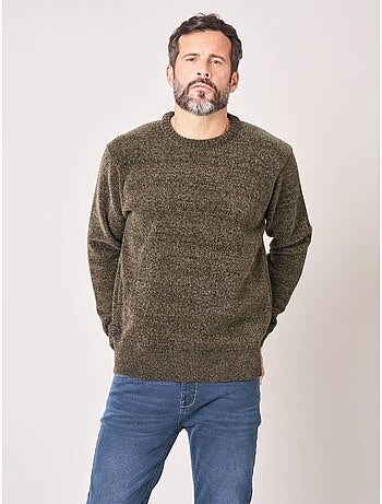 Pull regular homme en maille chenille douce 'deeluxe'