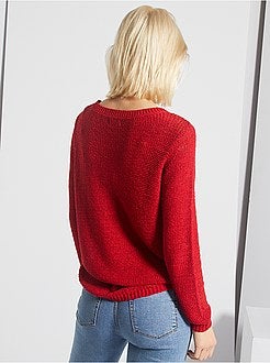 Pull rouge en fine maille 'JDY' - Kiabi