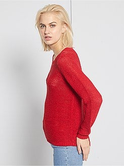 Pull rouge en fine maille 'JDY' - Kiabi