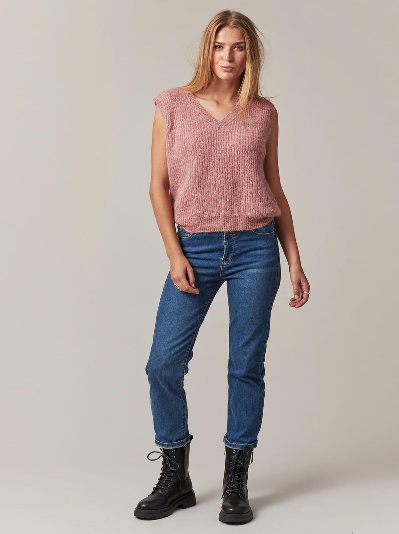 Pull sans manche à col V pour femme 'Deeluxe' Rose clair - Kiabi