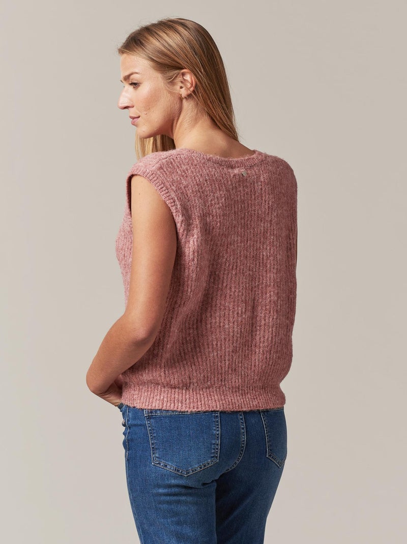 Pull sans manche à col V pour femme 'Deeluxe' Rose clair - Kiabi
