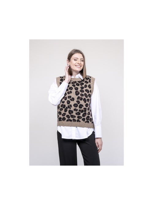 Pull sans manche léopard KURTINA - Kiabi