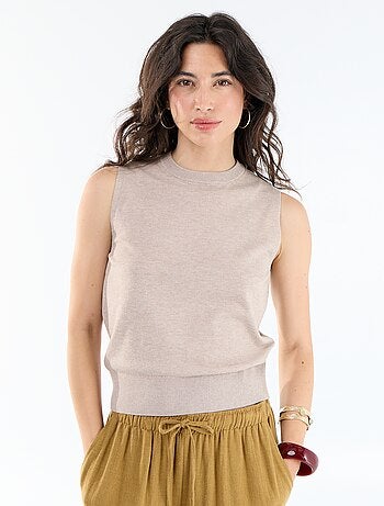 Pull sans manches à col rond