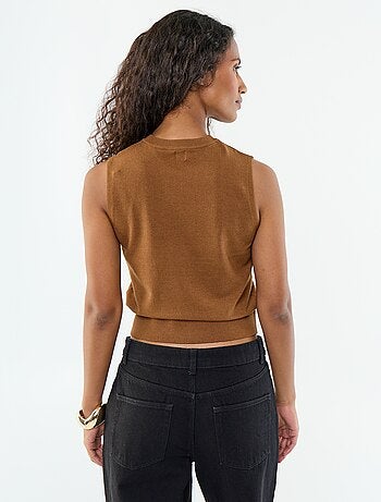Pull sans manches à col rond