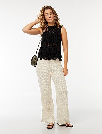 Pull sans manches à franges
