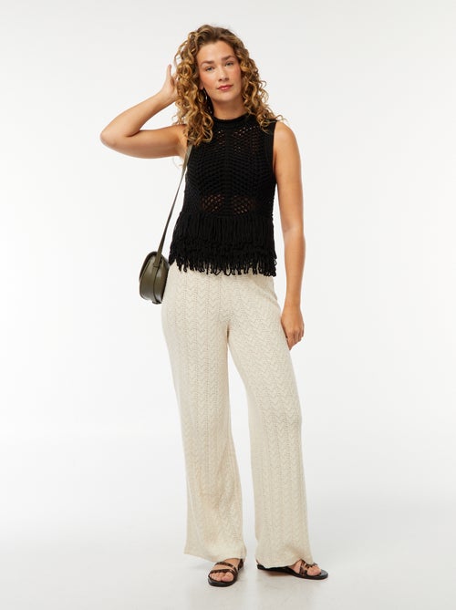 Pull sans manches à franges - Kiabi