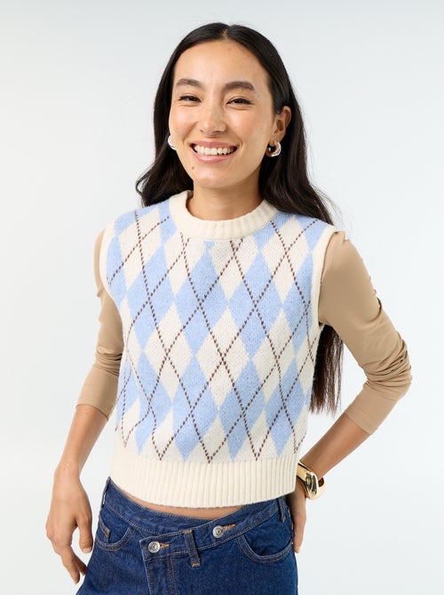 Pull sans manches à motif - Kiabi