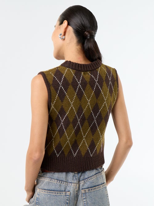 Pull sans manches à motif - Kiabi