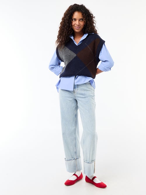 Pull sans manches à motifs losanges - Kiabi