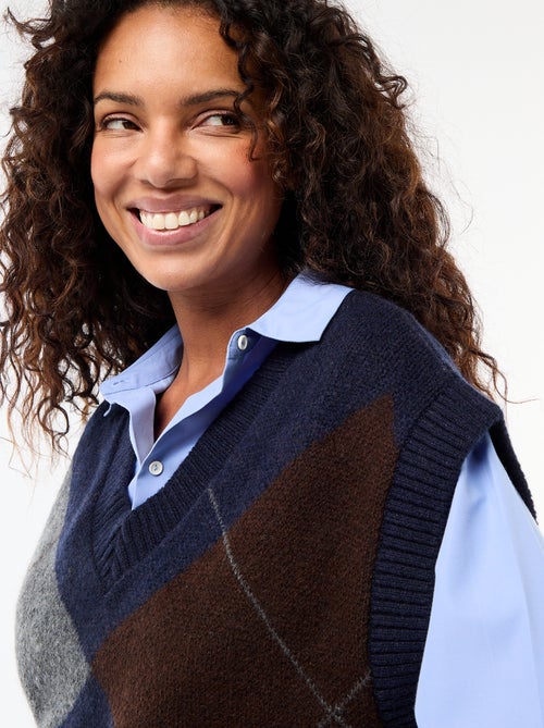 Pull sans manches à motifs losanges - Kiabi