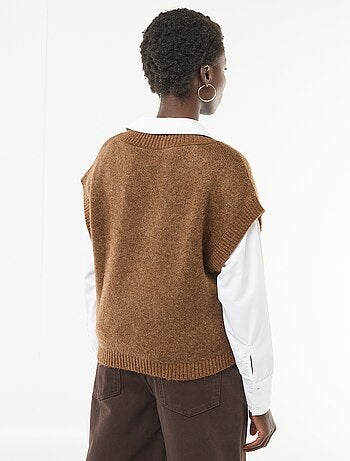 Pull sans manches à motifs losanges