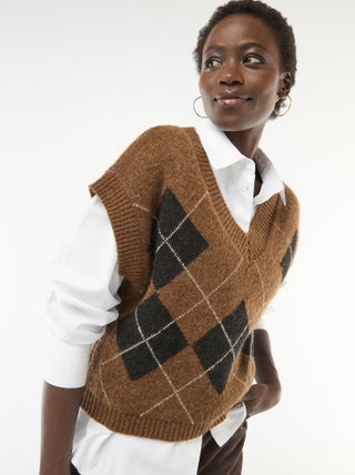 Pull sans manches à motifs losanges