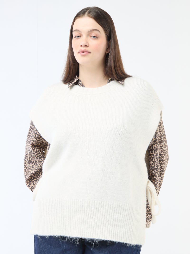 Pull sans manches à nouer sur les côtés Beige - Kiabi