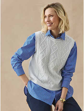 Pull sans manches à torsades - daxon