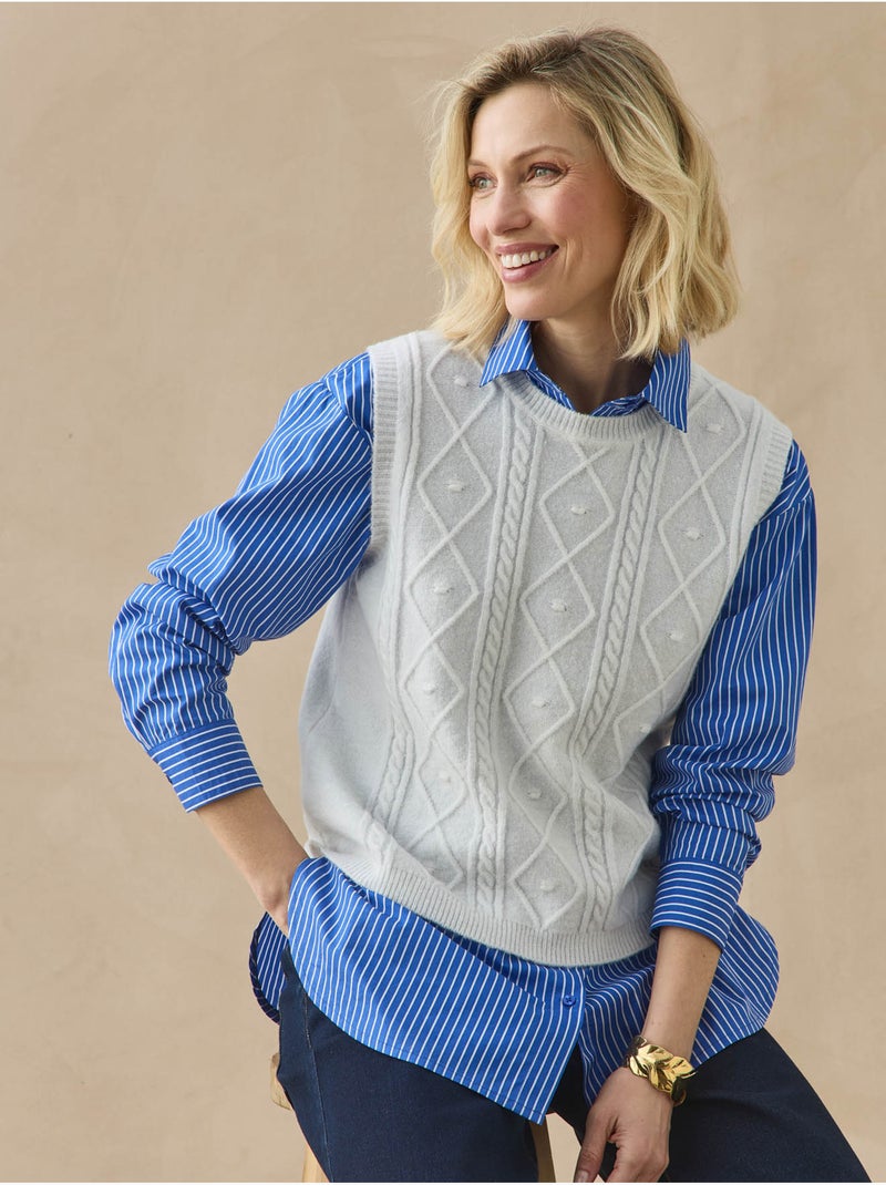 Pull sans manches à torsades - daxon Ecru - Kiabi