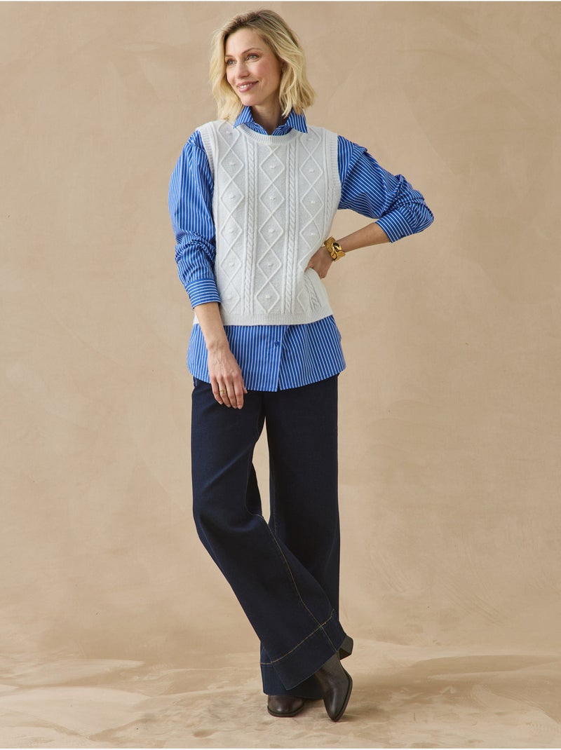 Pull sans manches à torsades - daxon Ecru - Kiabi