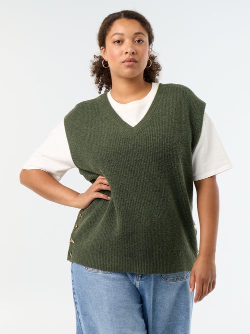 Pull sans manches avec bijoux fantaisies dorés - Kiabi
