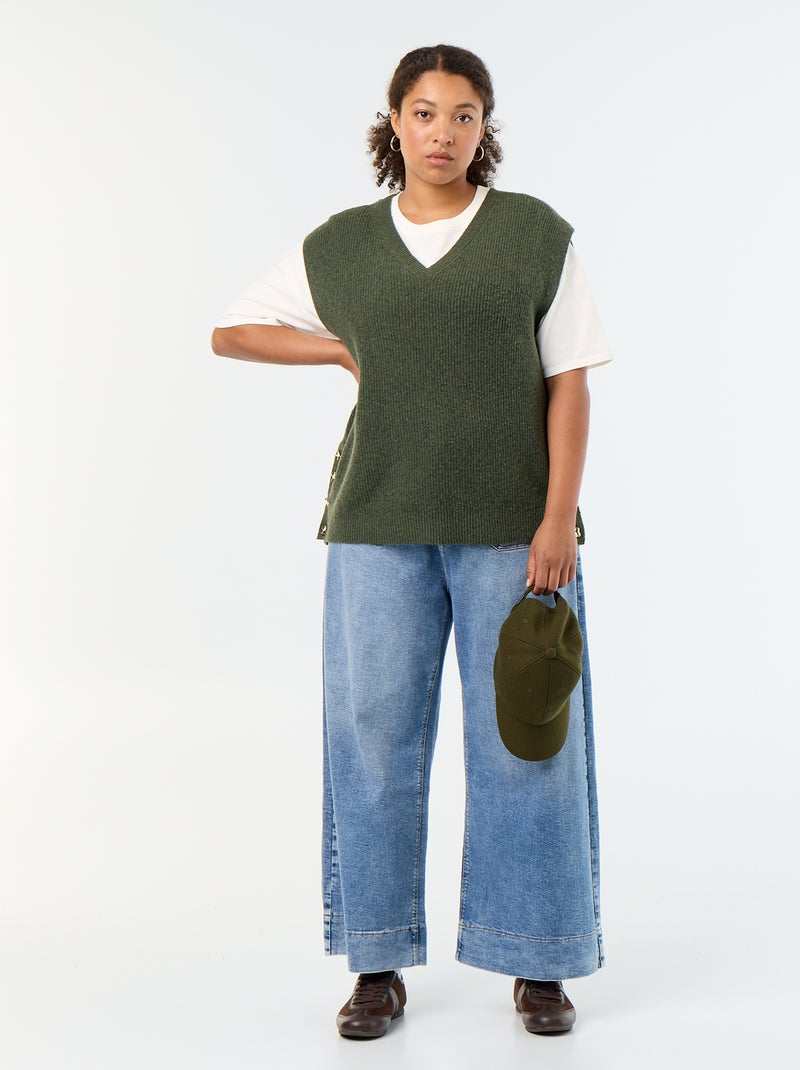 Pull sans manches avec bijoux fantaisies dorés Vert - Kiabi