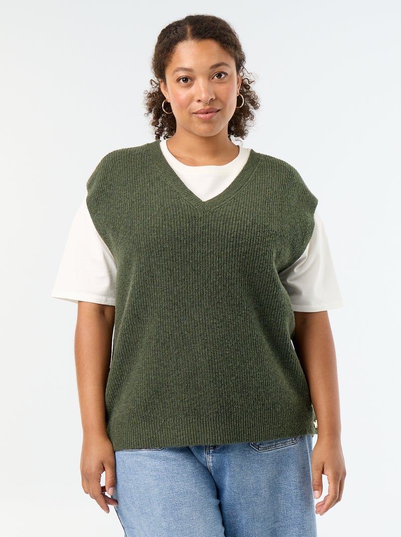 Pull sans manches avec bijoux fantaisies dorés Vert - Kiabi