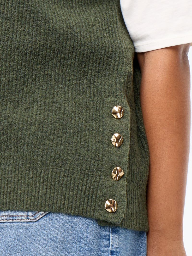 Pull sans manches avec bijoux fantaisies dorés Vert - Kiabi