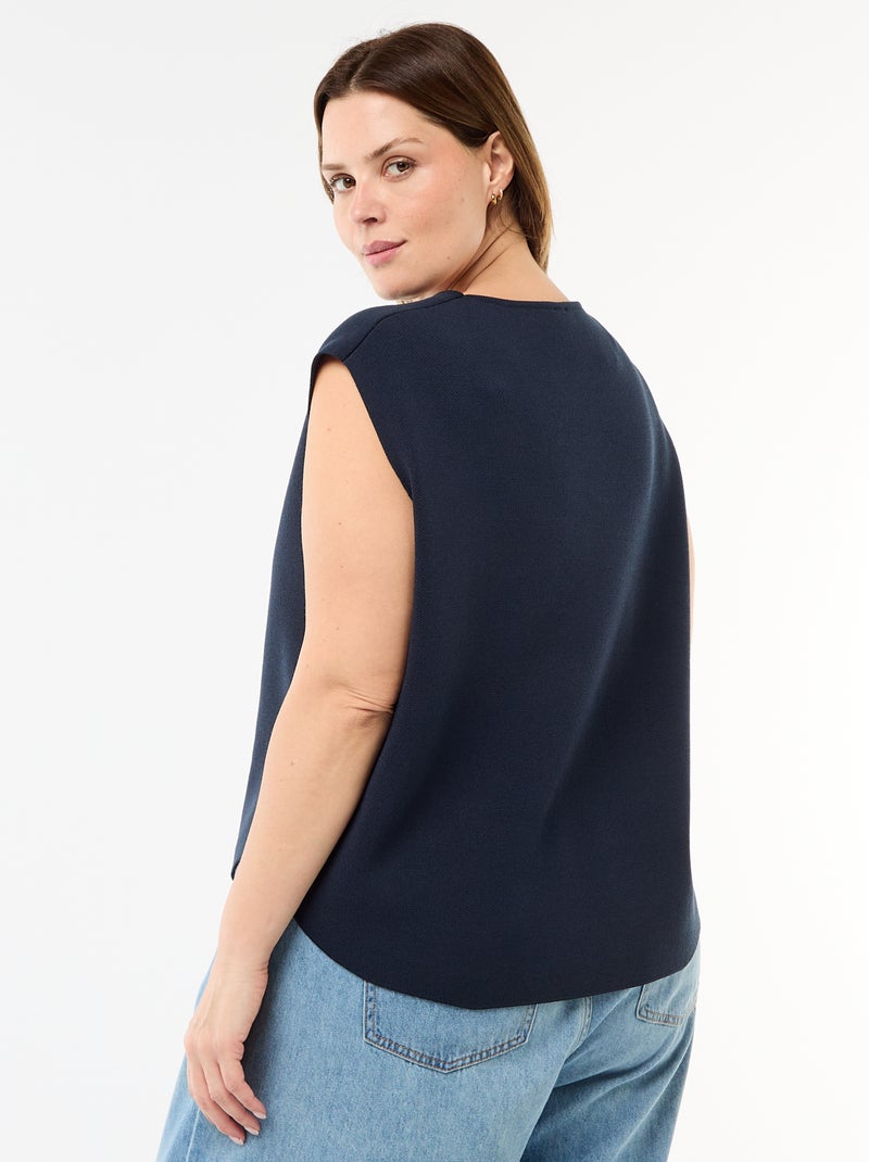 Pull sans manches avec boutons dorés sur côté Bleu marine - Kiabi