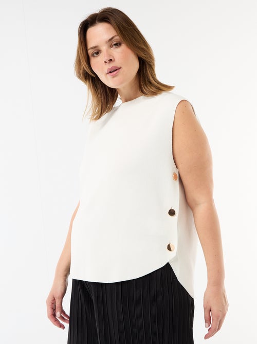 Pull sans manches avec boutons dorés sur côté - Kiabi