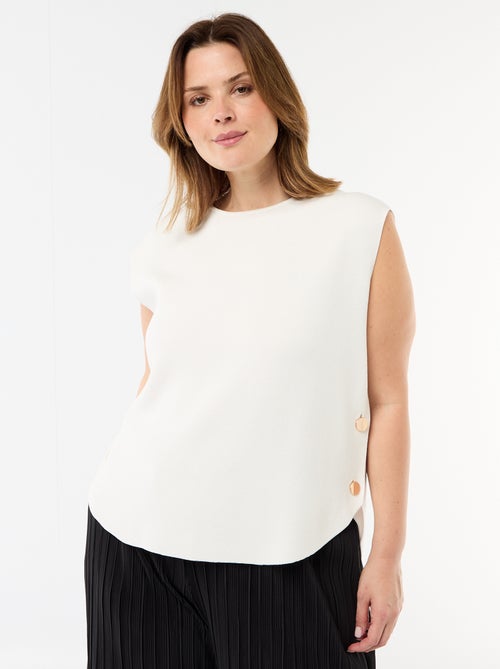 Pull sans manches avec boutons dorés sur côté - Kiabi