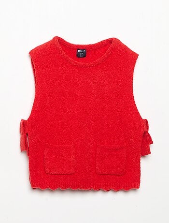 Pull sans manches avec écharpe amovible