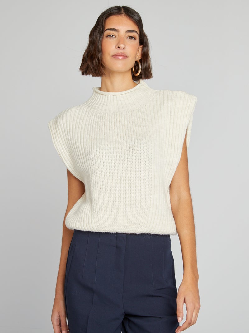 Pull sans manches avec épaulettes Beige - Kiabi