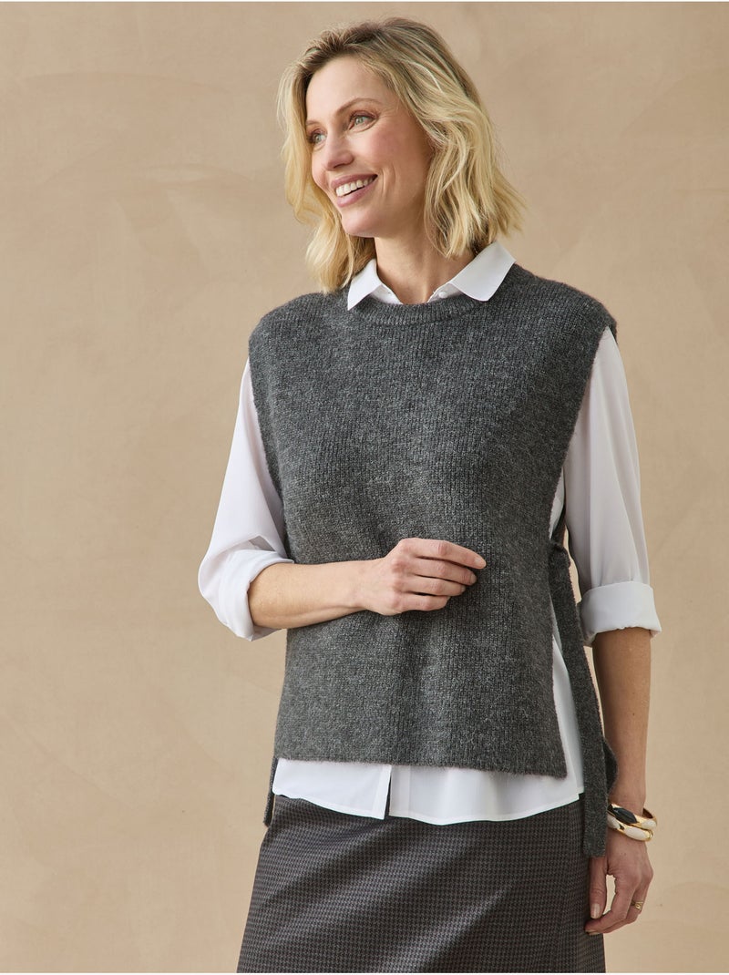 Pull sans manches avec laine - daxon gris anthracite - Kiabi
