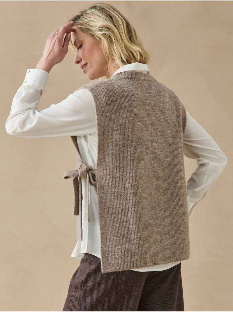 Pull sans manches avec laine - daxon Taupe - Kiabi