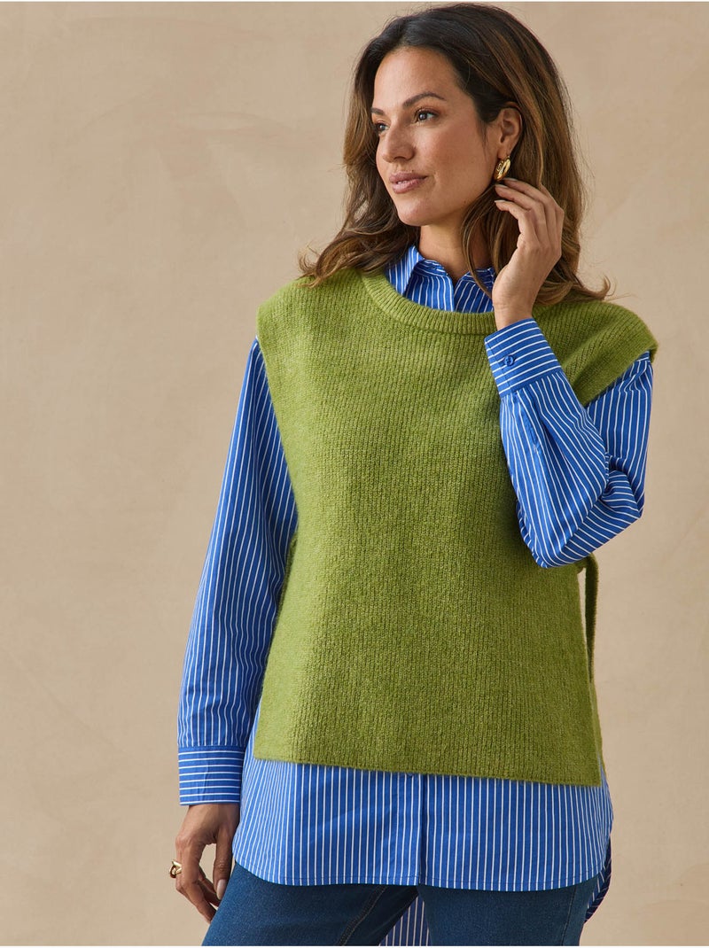 Pull sans manches avec laine - daxon Vert - Kiabi