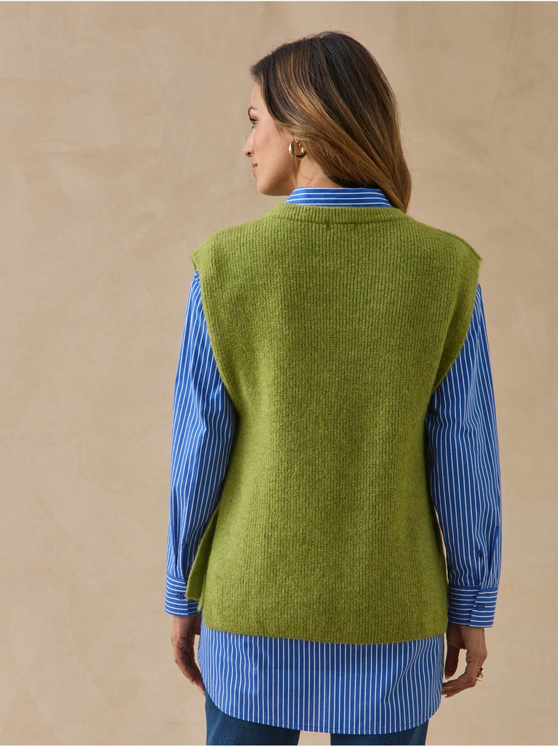 Pull sans manches avec laine - daxon Vert - Kiabi