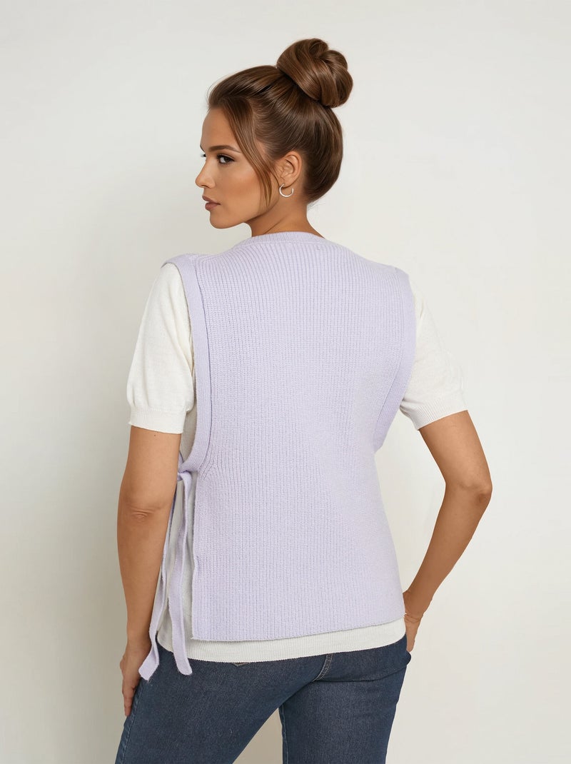 Pull sans manches avec lien à nouer côtés - AFIBEL Violet - Kiabi
