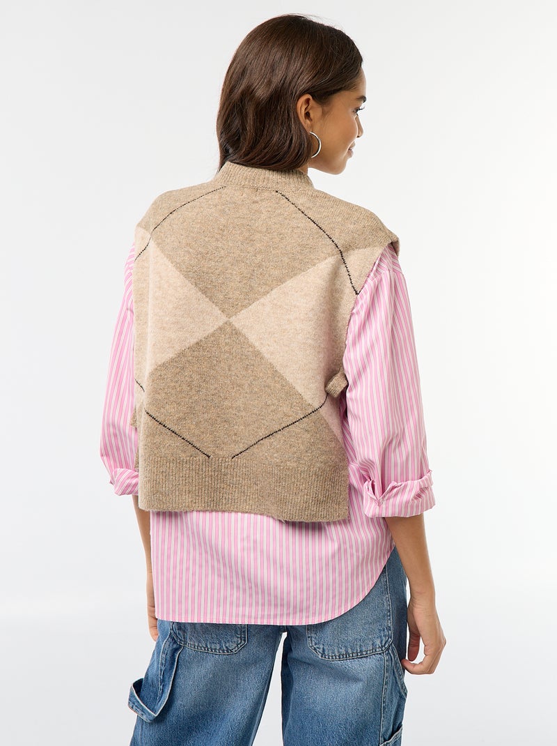 Pull sans manches avec liens à nouer sur les côtés Beige - Kiabi
