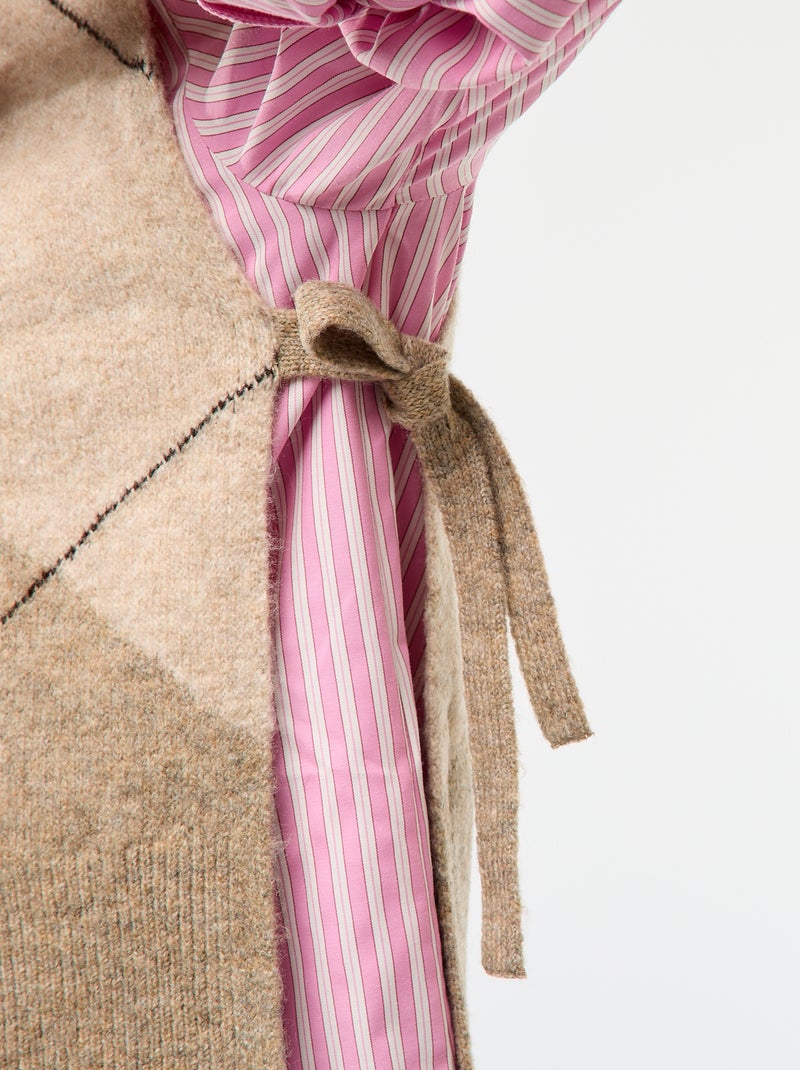 Pull sans manches avec liens à nouer sur les côtés Beige - Kiabi