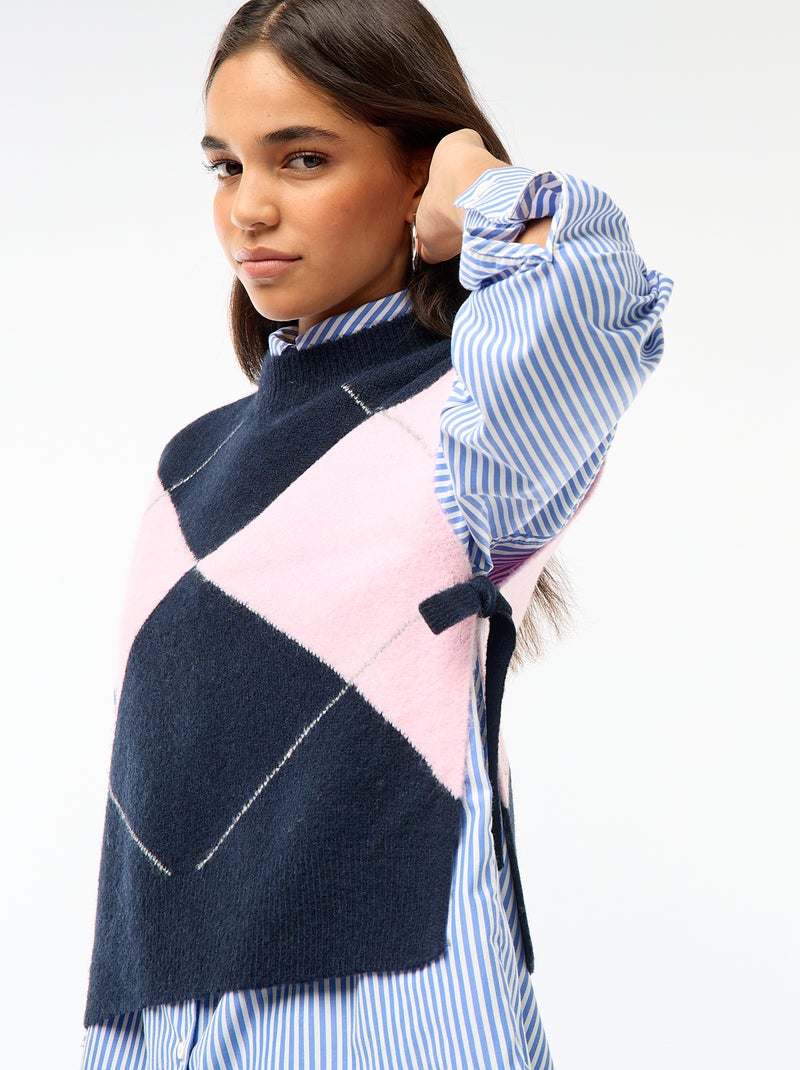 Pull sans manches avec liens à nouer sur les côtés Bleu - Kiabi