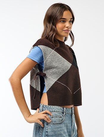 Pull sans manches avec liens à nouer sur les côtés