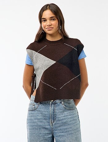 Pull sans manches avec liens à nouer sur les côtés
