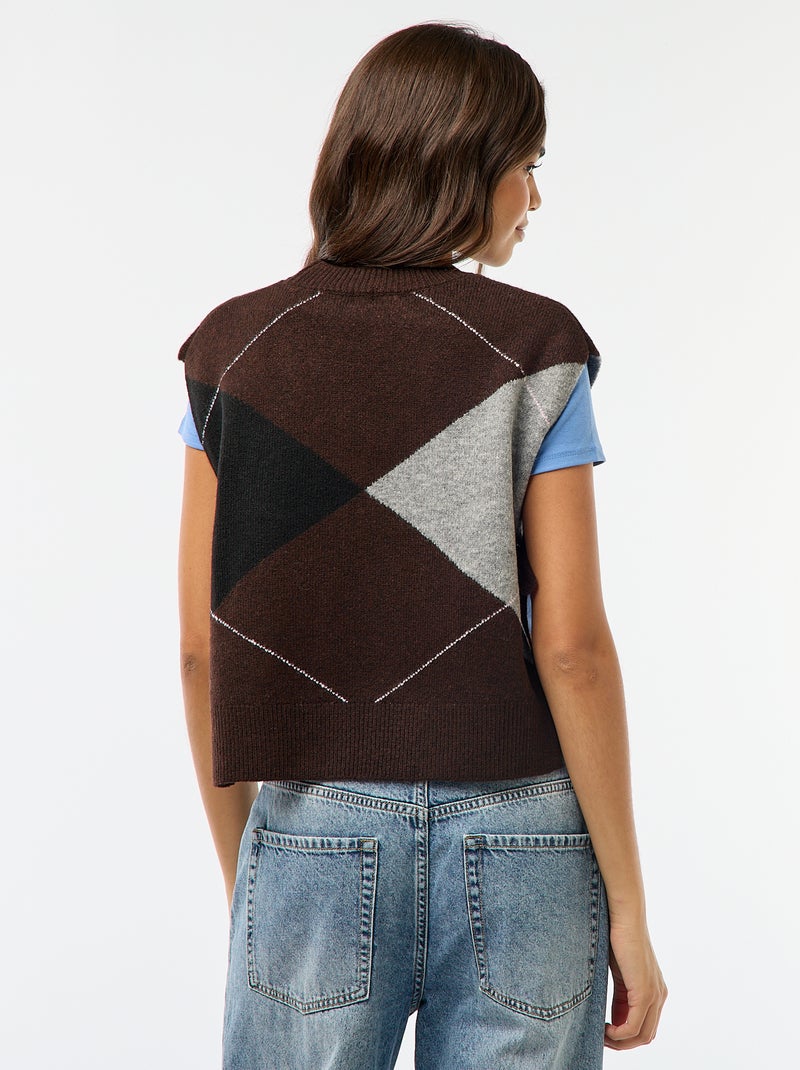 Pull sans manches avec liens à nouer sur les côtés Marron - Kiabi