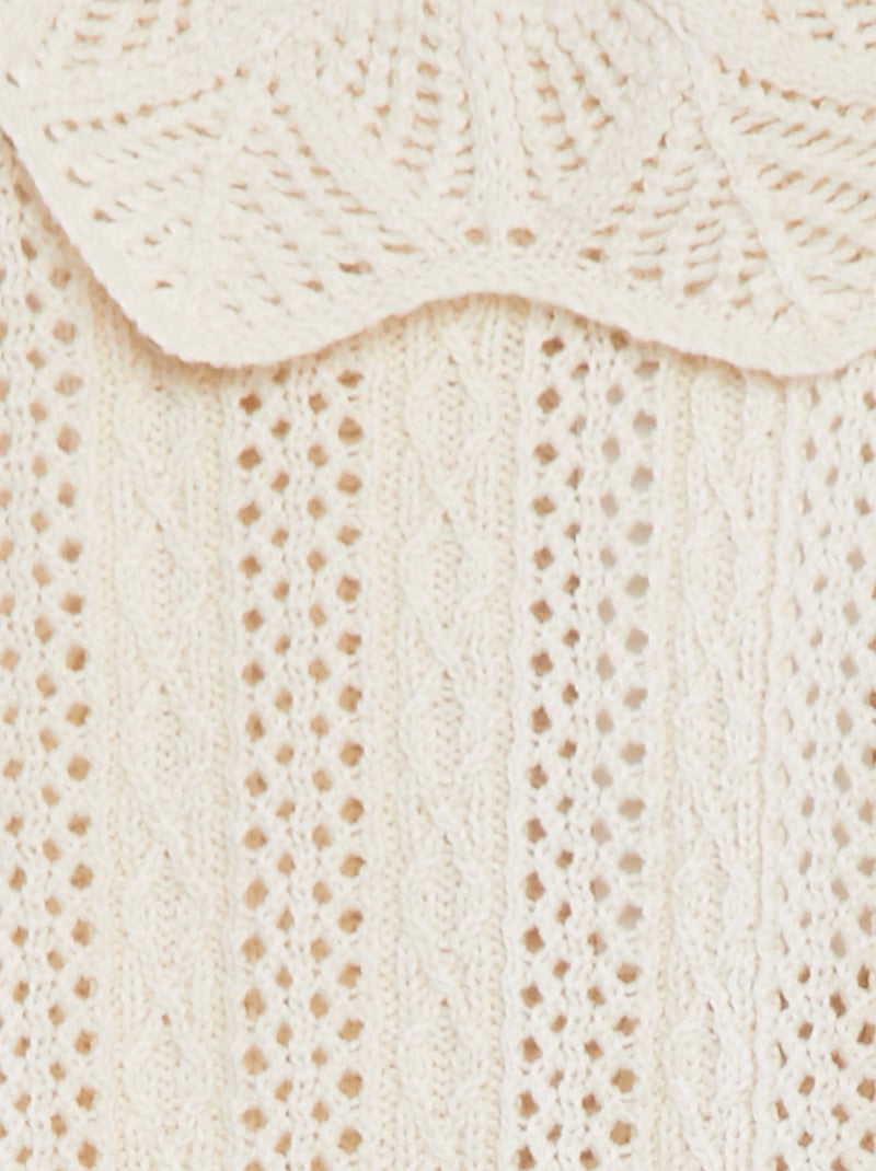 Pull sans manches avec maille et col fantaisistes BLANC - Kiabi