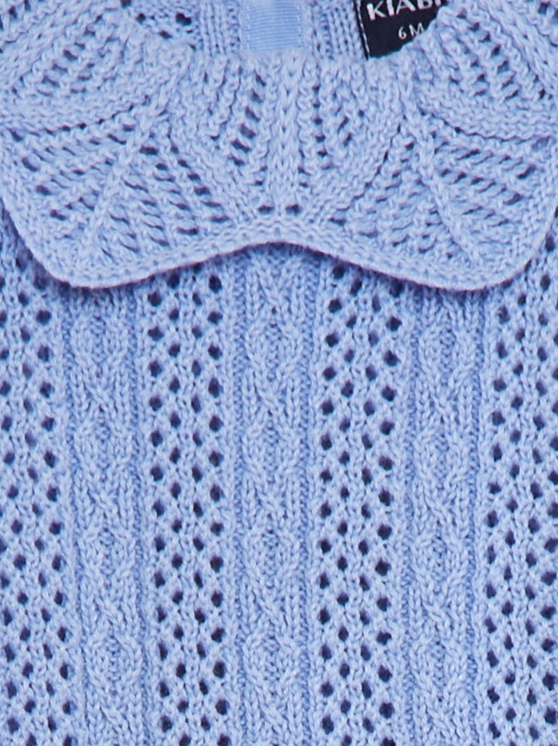 Pull sans manches avec maille et col fantaisistes BLEU - Kiabi