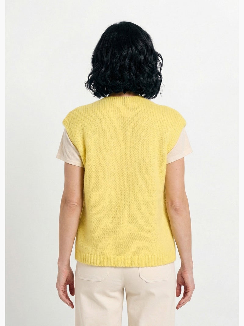 Pull sans manches avec mohair et laine - AFIBEL Jaune - Kiabi