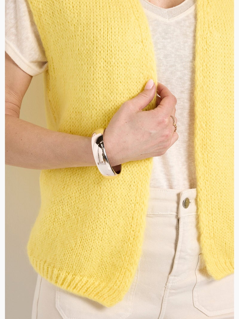 Pull sans manches avec mohair et laine - AFIBEL Jaune - Kiabi