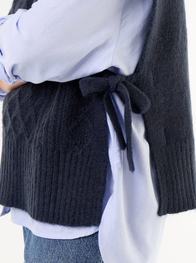 Pull sans manches avec nouette sur les côtés Bleu - Kiabi