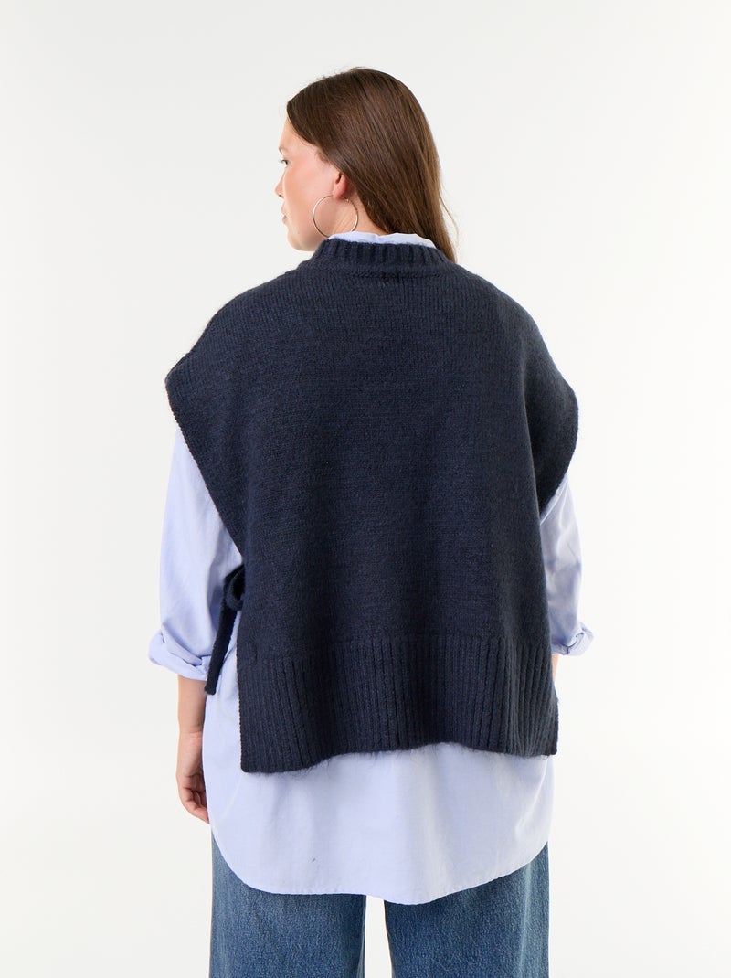 Pull sans manches avec nouette sur les côtés Bleu - Kiabi