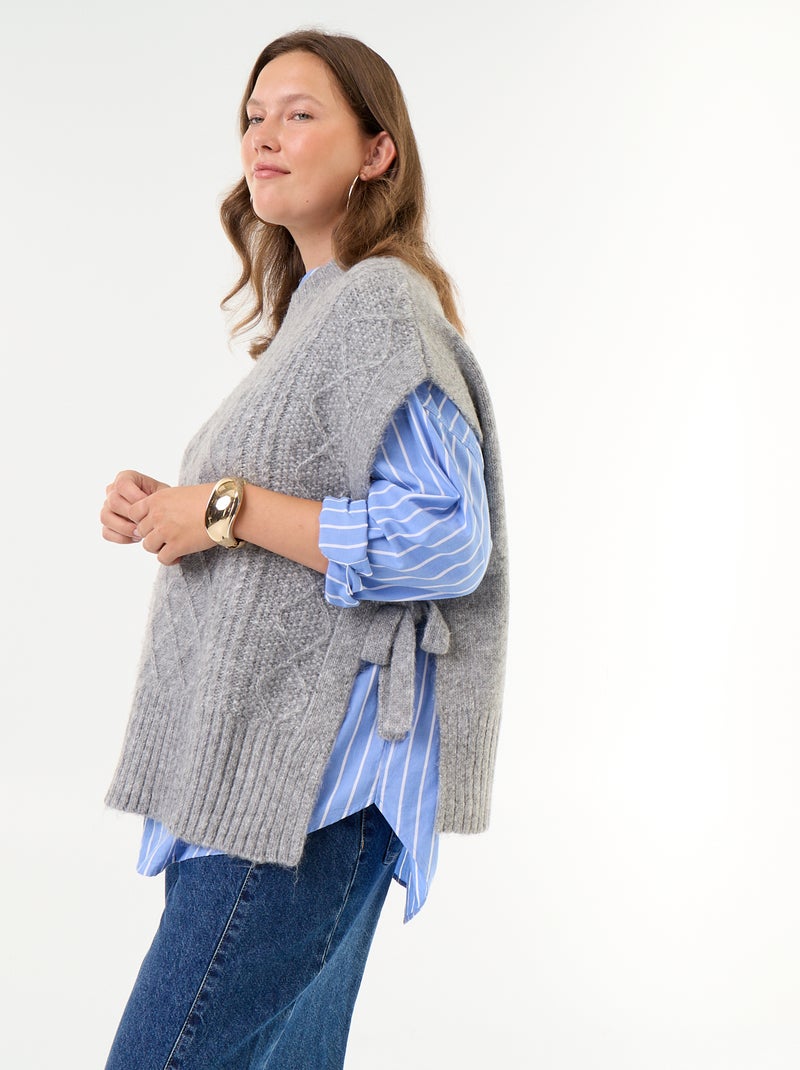 Pull sans manches avec nouette sur les côtés Gris - Kiabi