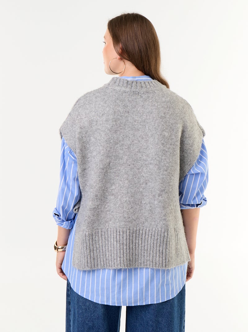 Pull sans manches avec nouette sur les côtés Gris - Kiabi