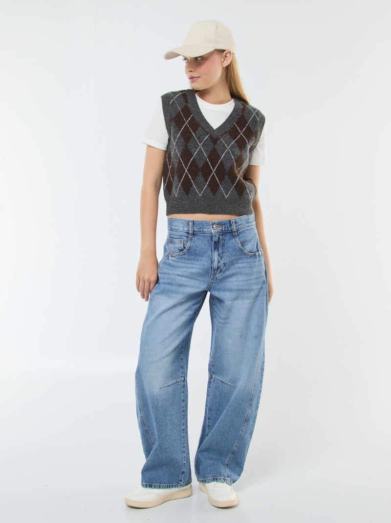 Pull sans manches avec tee-shirt 2-en-1 Gris/marron - Kiabi