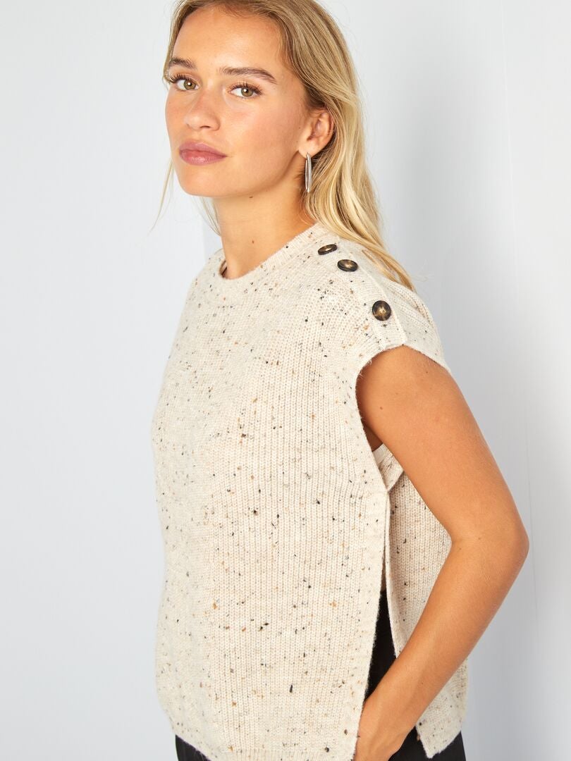 Pull sans manches Beige - Kiabi